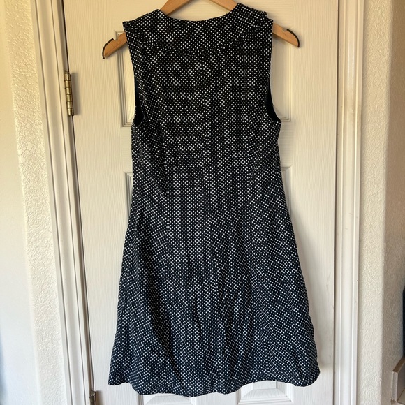 NWT Caroline Constas Polka Dot Mini Dress Linen Blend Navy Size 6 - Picture 4 of 11